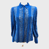 Blue Lace Striped Panelled Shirt