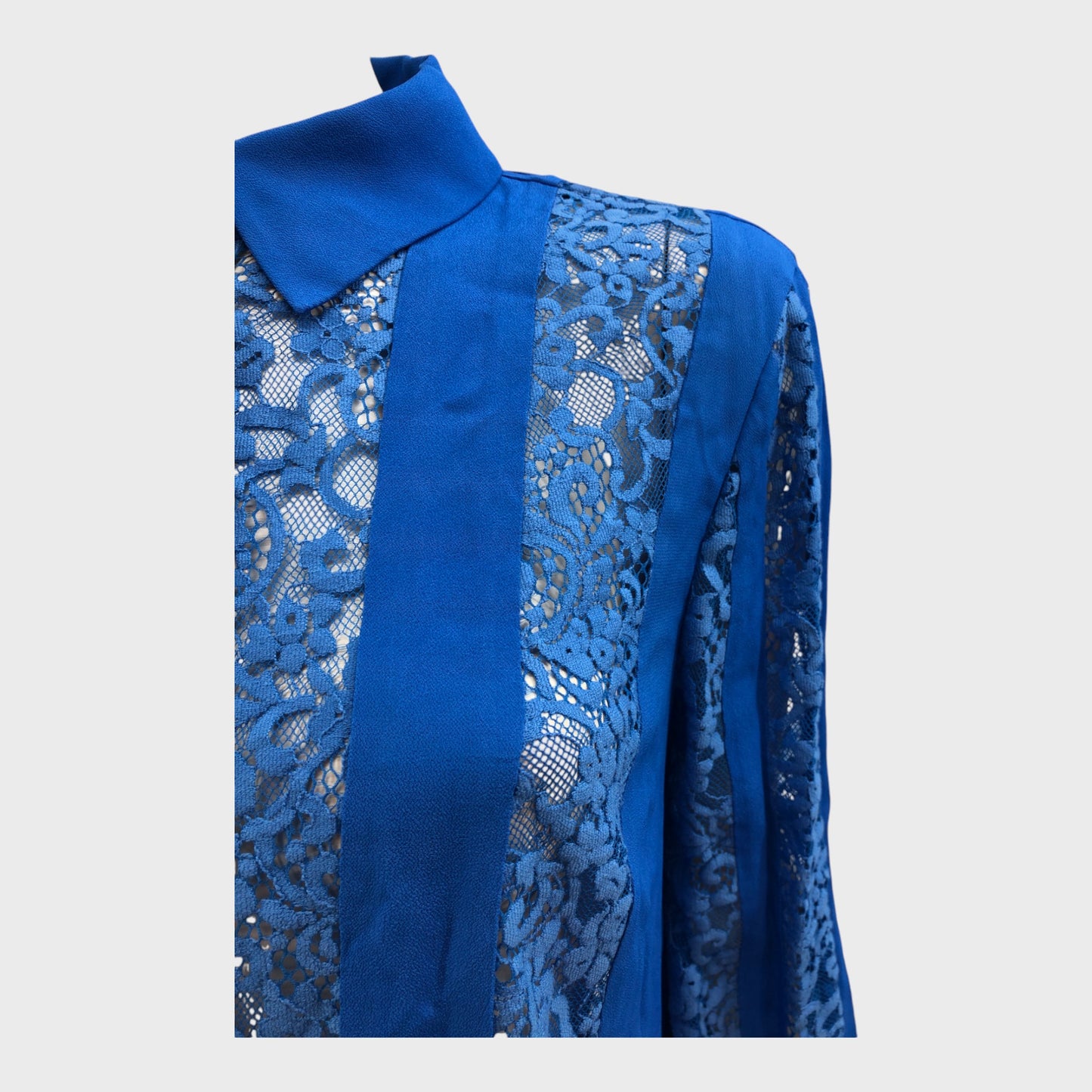 Blue Lace Striped Panelled Shirt