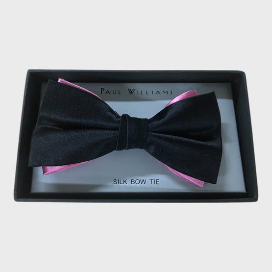 Paul Williams Black & Pink Silk Pre-Tied Bow Tie