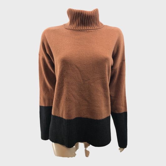 Brown Branded Colour Block Jumper