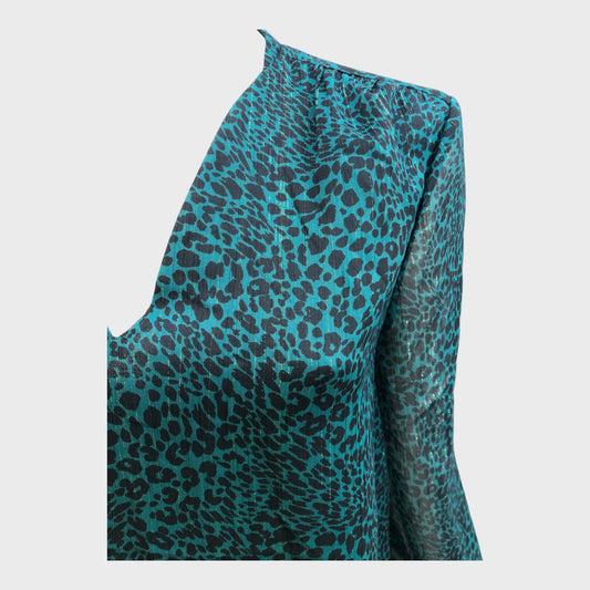 Sea Green Branded Leopard Print Blouse