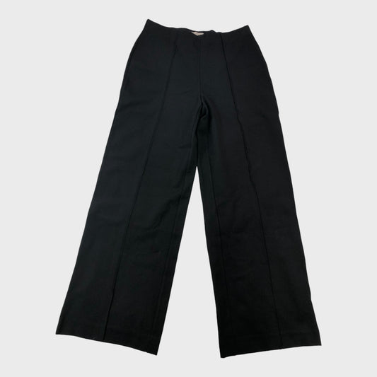 Black Petite Wide Leg Branded Trousers