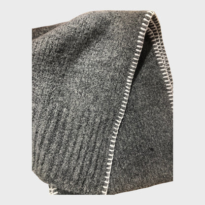 Branded Wool Blend Brea Boucle Scarf - Grey