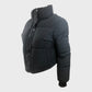 Women's Black Puffer Jacket Mid-Length Zip Closure Quilted Warm Coat