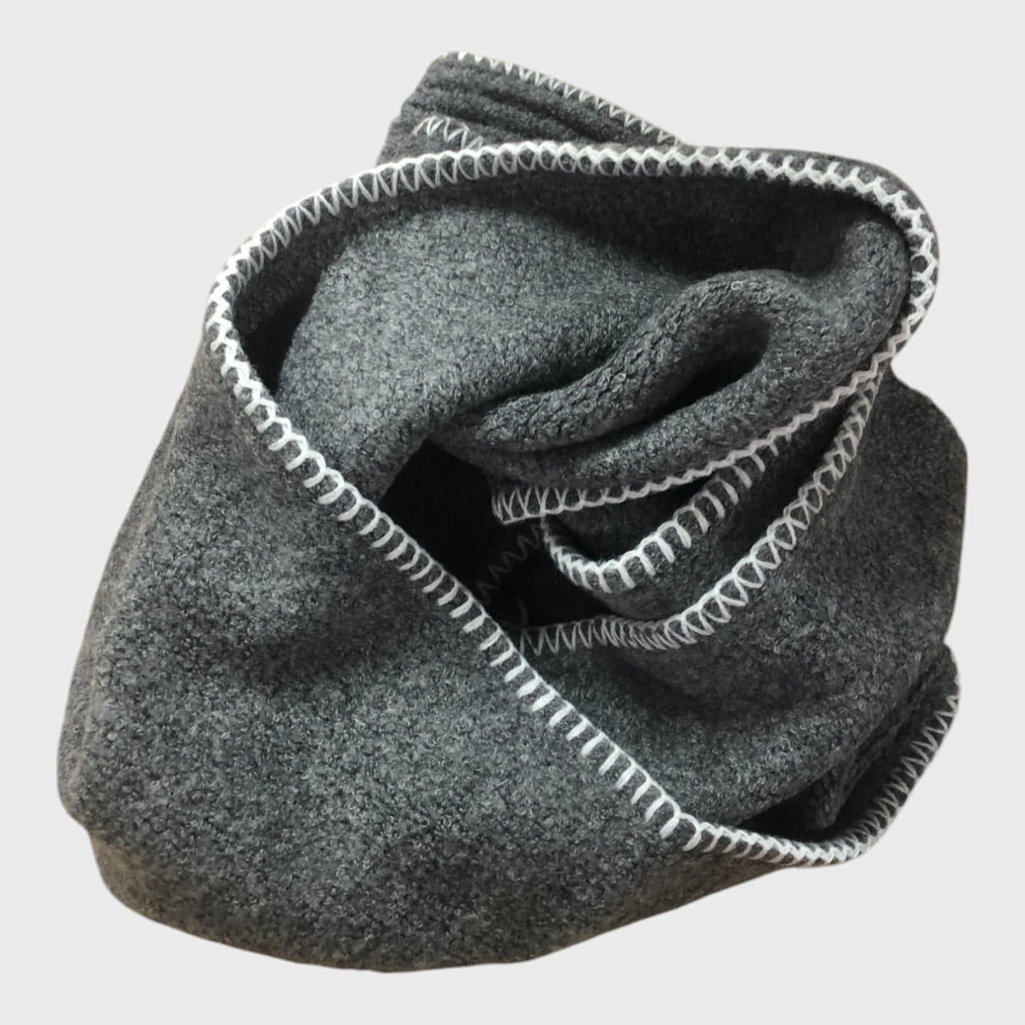 Branded Wool Blend Brea Boucle Scarf - Grey