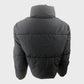 Women's Black Puffer Jacket Mid-Length Zip Closure Quilted Warm Coat