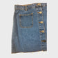 DENIM Button Front Skirt Women's Pockets Blue Jean Frayed Hem