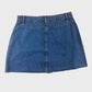 DENIM Button Front Skirt Women's Pockets Blue Jean Frayed Hem