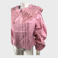 Vintage Pink Lace Collar Shirt Women's Victorian Style Long Sleeve Blouse