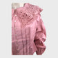 Vintage Pink Lace Collar Shirt Women's Victorian Style Long Sleeve Blouse