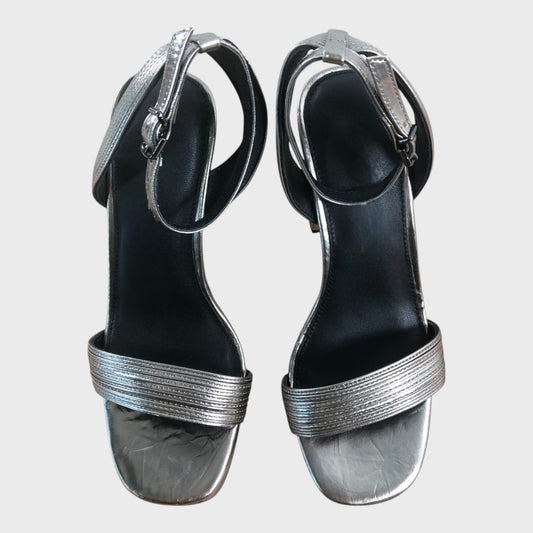 Branded Metallic Platform Sandals Women's Block Heel Strap Party Shoes