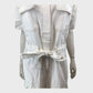 White Jumpsuit Women's Collared Belted Short Sleeve Pockets Casual Outfit