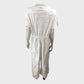 White Jumpsuit Women's Collared Belted Short Sleeve Pockets Casual Outfit