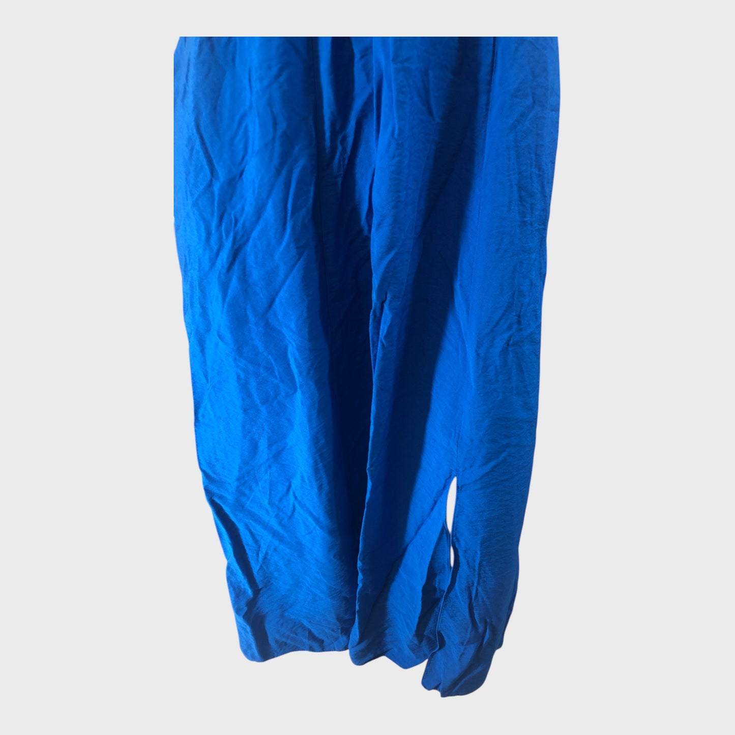 BLUE V-Neck Midi Dress Women's Puff Sleeve Elegant Casual