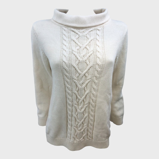 Ivory Branded Cable Knit Jumper