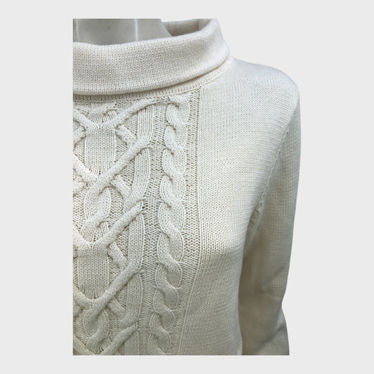 Ivory Branded Cable Knit Jumper