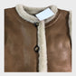 Branded Vest Women's Button Front Faux Fur Trim Brown Winter Warm