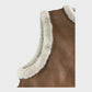 Branded Vest Women's Button Front Faux Fur Trim Brown Winter Warm