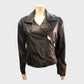 BLACK Women's Faux Leather Biker Jacket Zip Pockets Fashion UK12