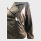 BLACK Women's Faux Leather Biker Jacket Zip Pockets Fashion UK12