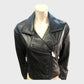 BLACK Women's Faux Leather Biker Jacket Zip Pockets Fashion UK12