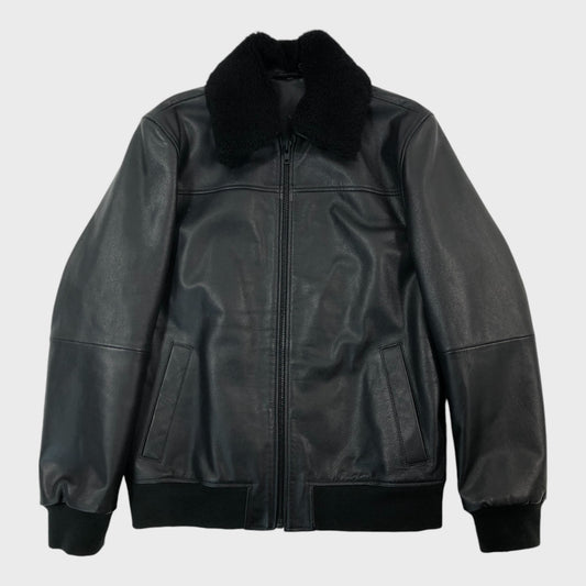 Black Leather Bomber Jacket