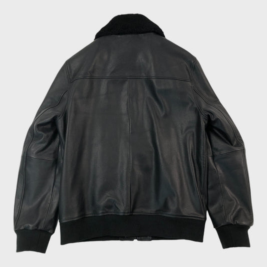 Black Leather Bomber Jacket