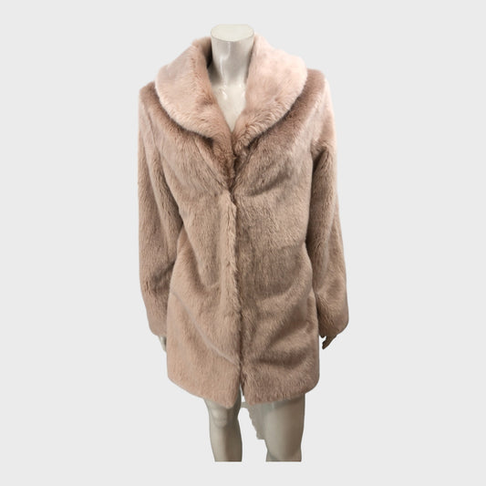 Branded Pink Faux Fur Coat - Size 12