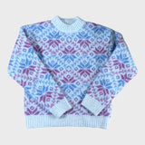 Kids Pink & Blue Wool Blend Snowflake Jumper