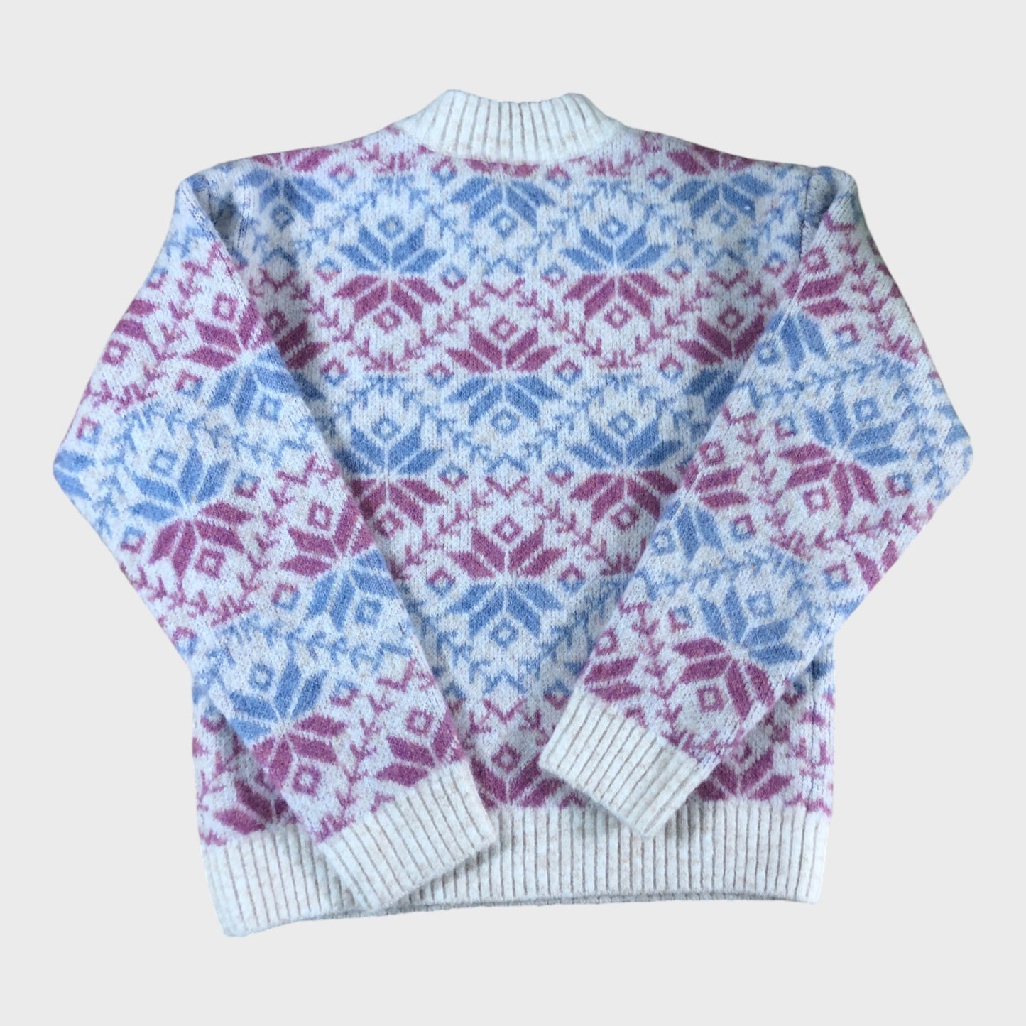 Kids Pink & Blue Wool Blend Snowflake Jumper