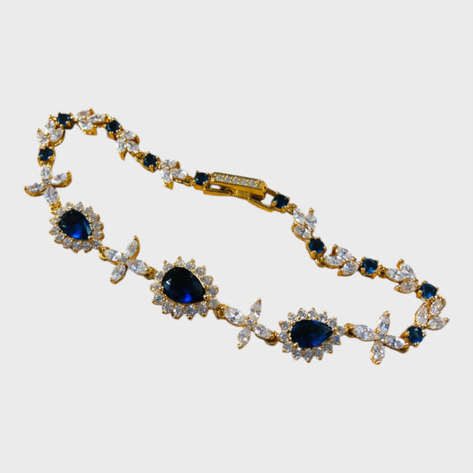 White & Blue Gem Clasp Bracelet