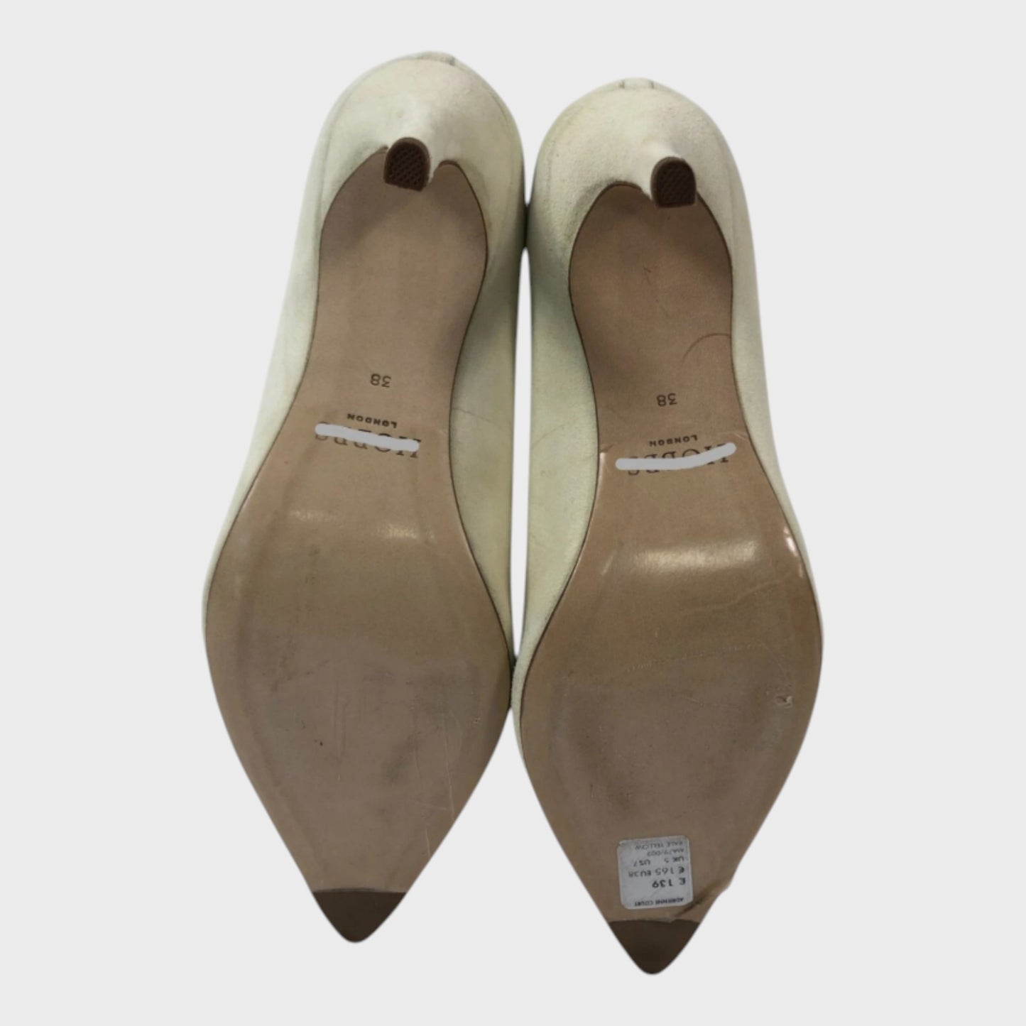 Branded Pale Yellow Sleek Suede Court Shoes - UK5