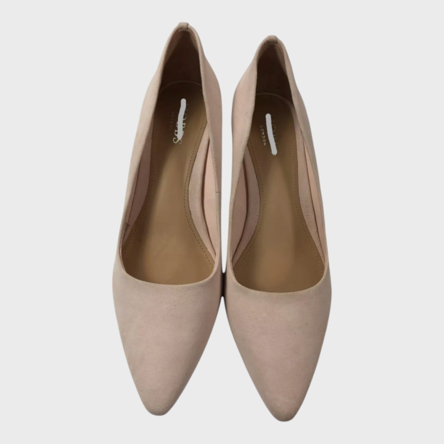 Branded Pale Pink Kitten Heel Suede Court Shoes - UK9