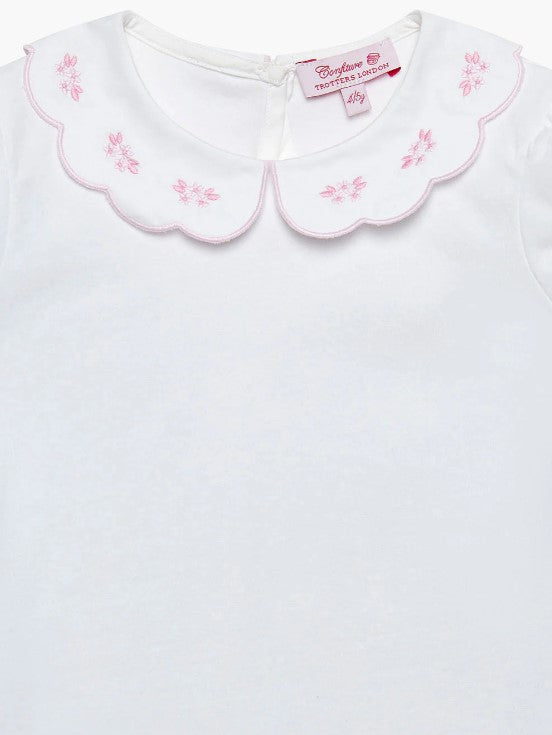 TROTTERS Girls' Floral Embroidered Jersey Top