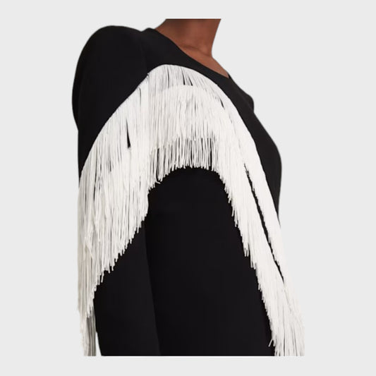 Branded Black And White Fringe Short Dress