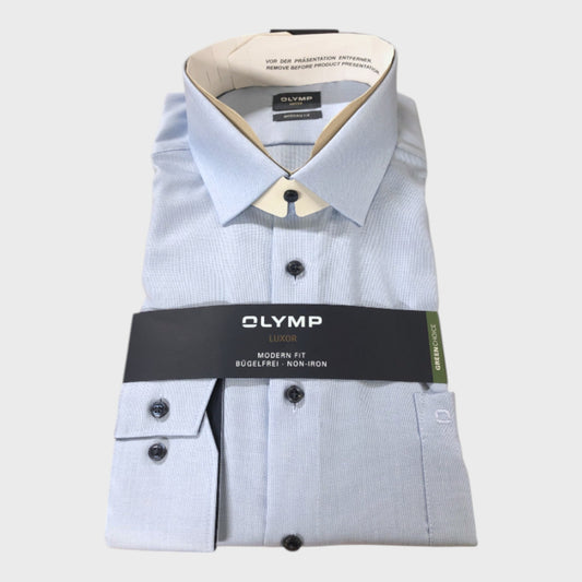 Olymp Luxor Pale Blue Cotton Shirt - Size 3XL