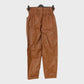 Women's Brown Button-up Leather-look Trousers