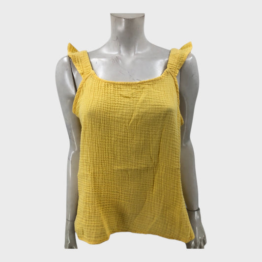 Yellow Women's Ruffled Strap Top