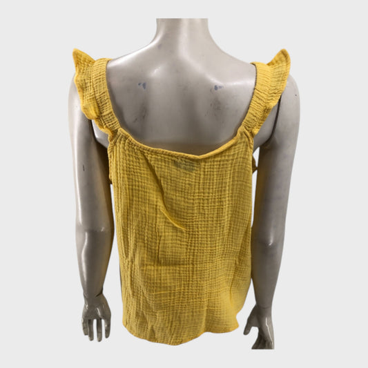 Yellow Women's Ruffled Strap Top