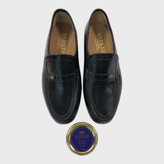 Barker Black Leather Moccasins - UK 7