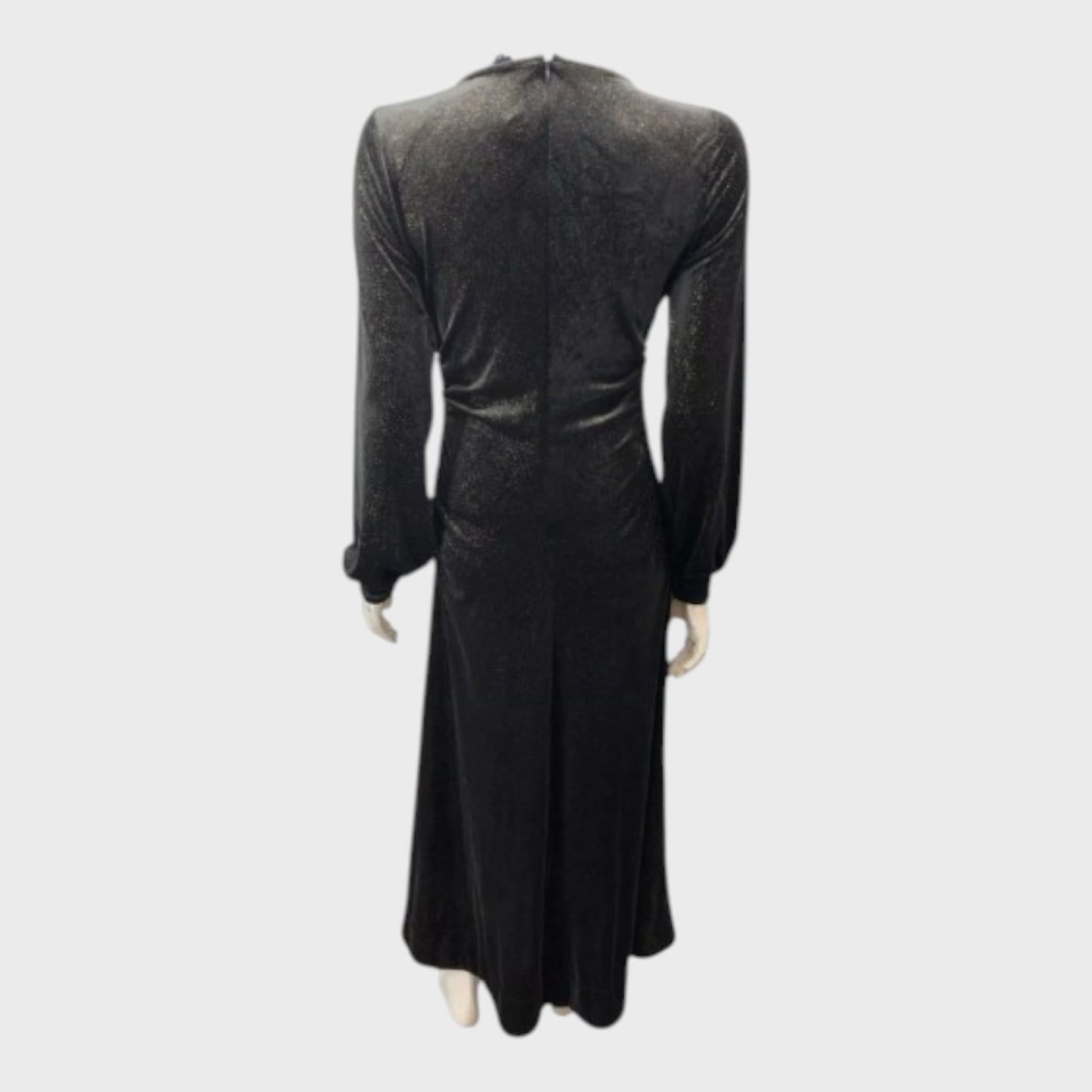 Branded Black Metallic Flare Dress - Size 8