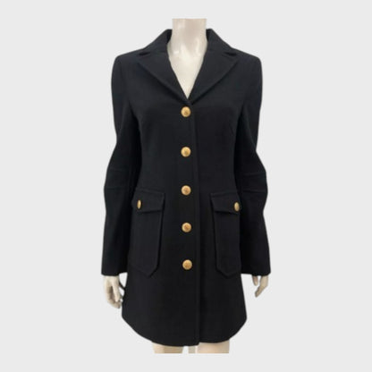 Branded Black A Line Coat - Size 8