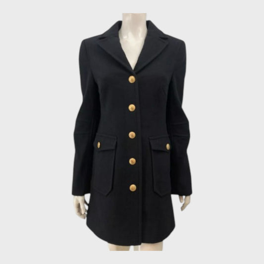 Branded Black A Line Coat - Size 8