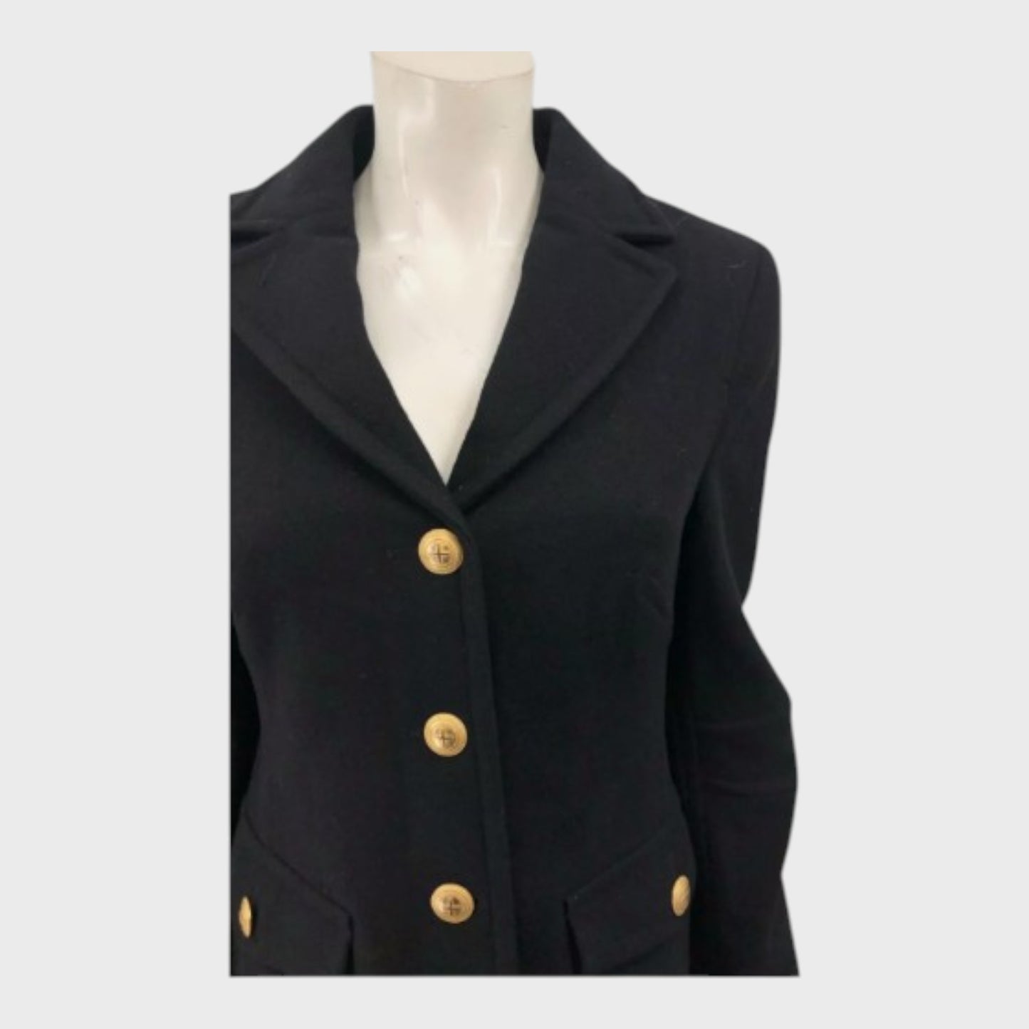 Branded Black A Line Coat - Size 8
