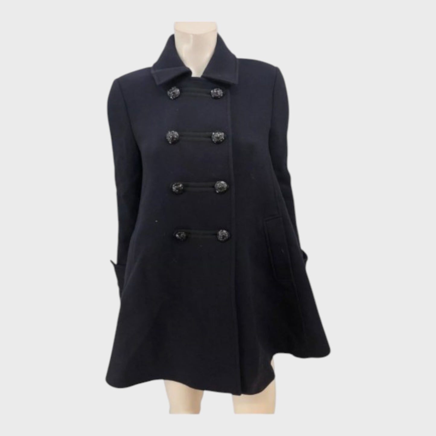 Branded Navy Military Coat - Size 8