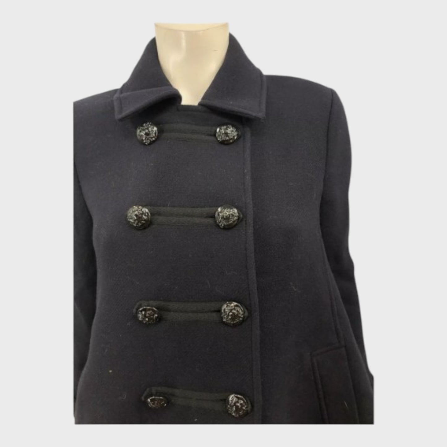 Branded Navy Military Coat - Size 8