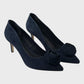Branded Blue Rosette Adornment Suede Court Shoes - UK6