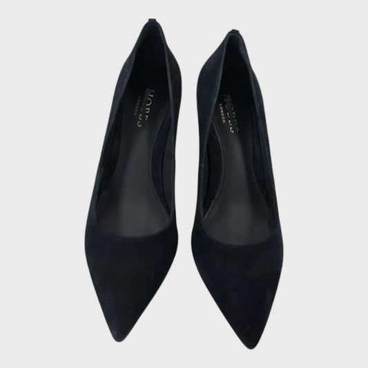 Branded Navy Sleek Suede Court Shoes - UK6