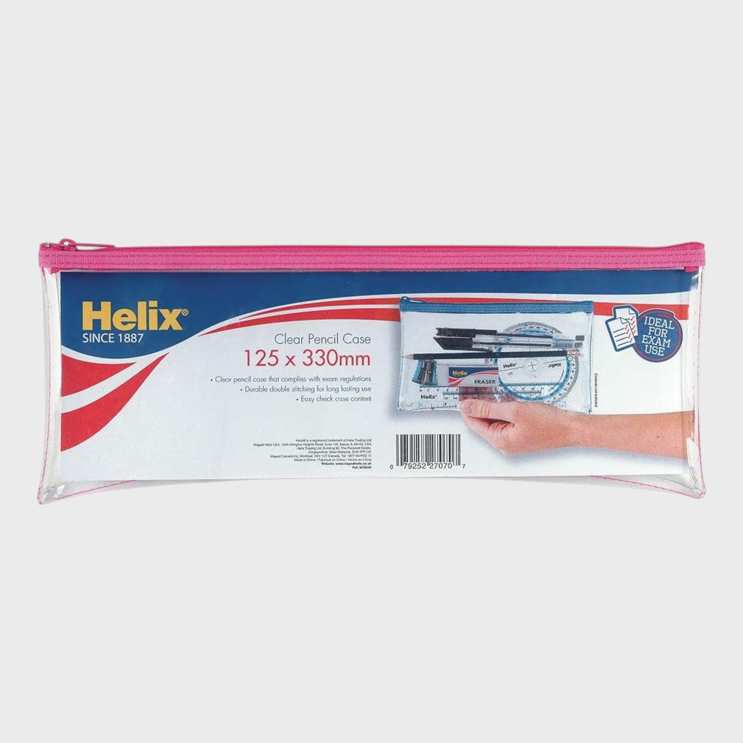 Helix Clear Pencil Case - Assorted Colours