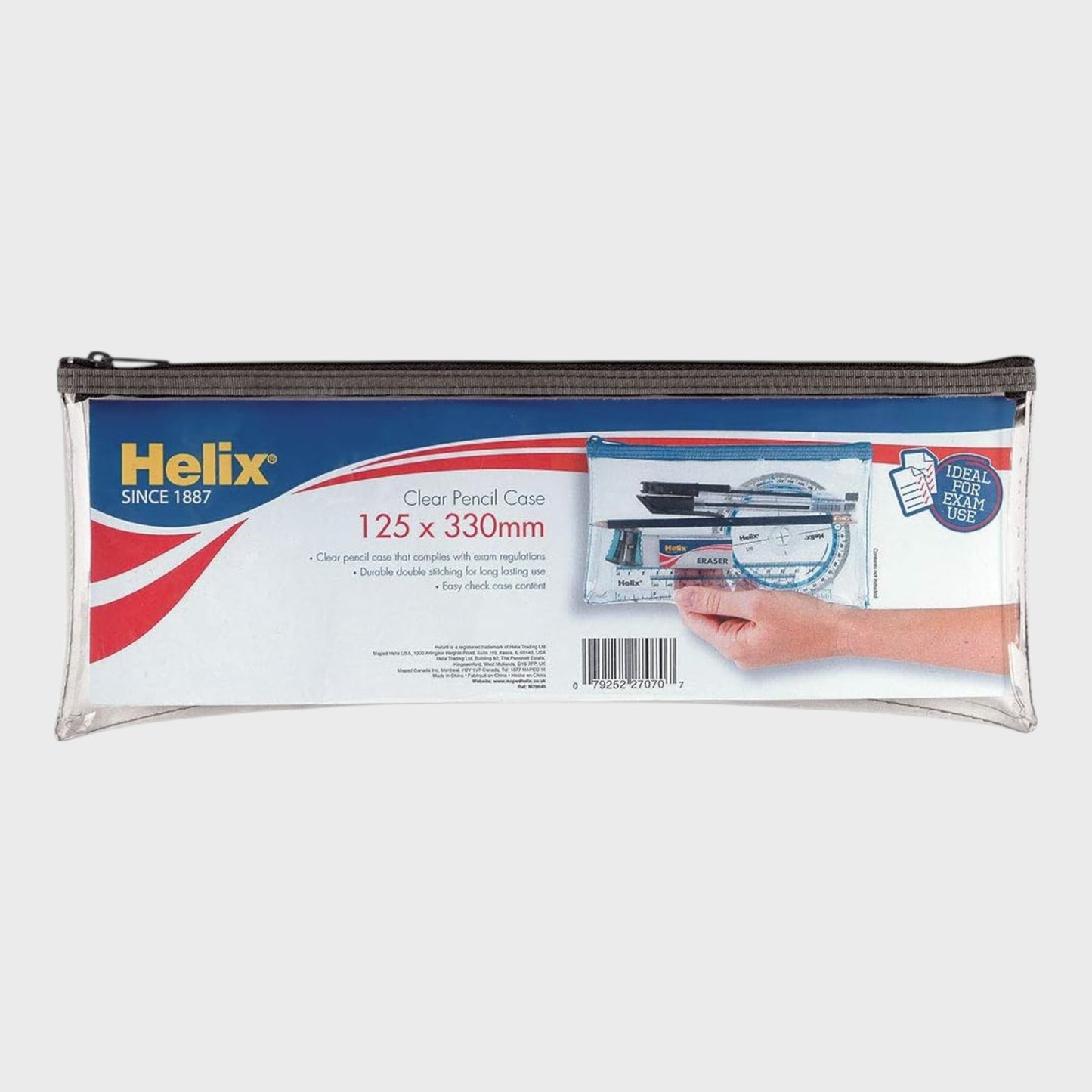 Helix Clear Pencil Case - Assorted Colours